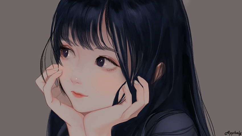 Anime gadis kecil yang lucu tersipu memikirkan wanita cantik, gadis anime tersipu Wallpaper HD