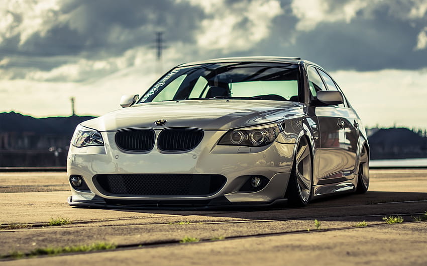 BMW 5, E60, low rider, understating, tuning E60, M5, mobil Jerman, sedan, BMW dengan resolusi 2560x1600. Kualitas Tinggi Wallpaper HD