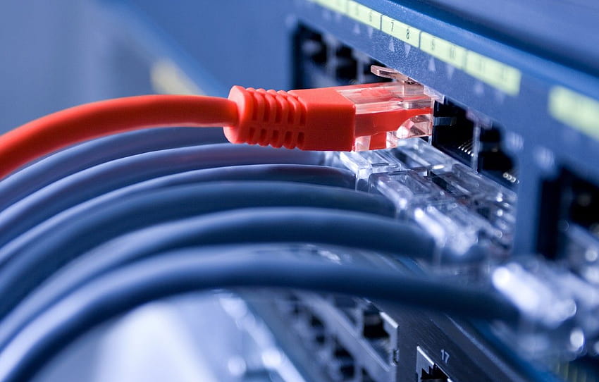 rouge, bleu, câbles, réseaux et télécommunications Fond d'écran HD