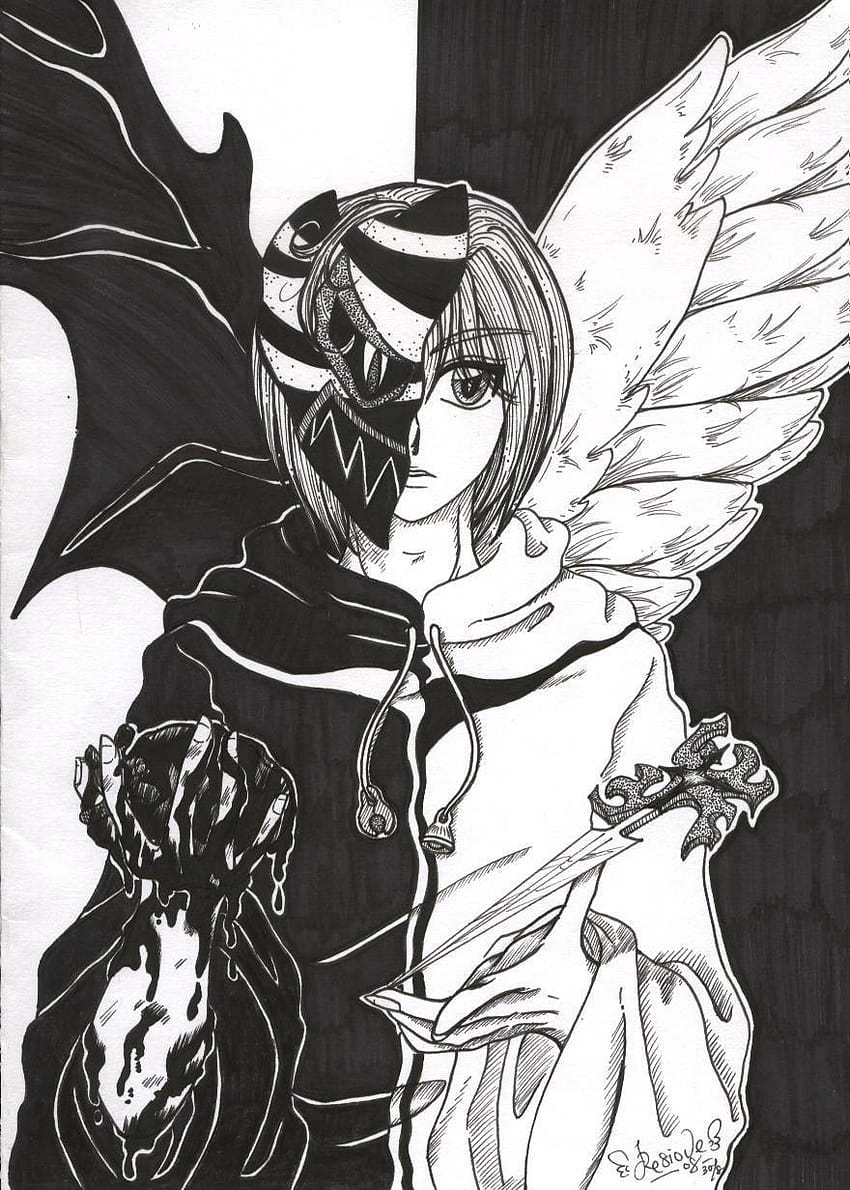 Half Angel/Demon или One Winged Aatrox, аниме половин демон HD тапет за телефон