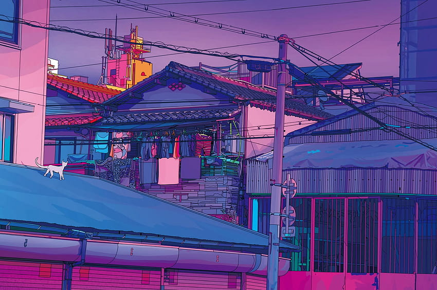 Estetyczne Tokio, fioletowa estetyka Tapeta HD