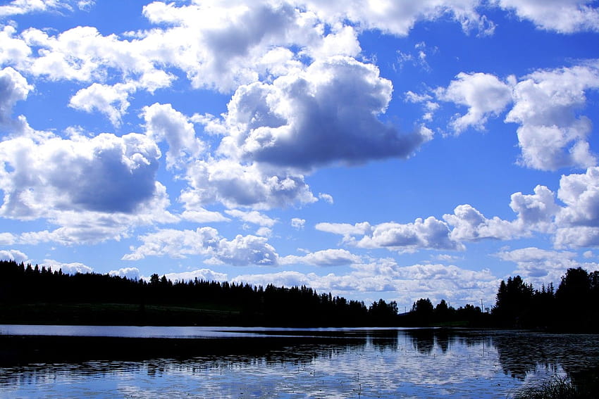 Wolken Fluss Effekte Spiegel Himmel Wasser Blau, Fluss Wolken Himmel HD-Hintergrundbild