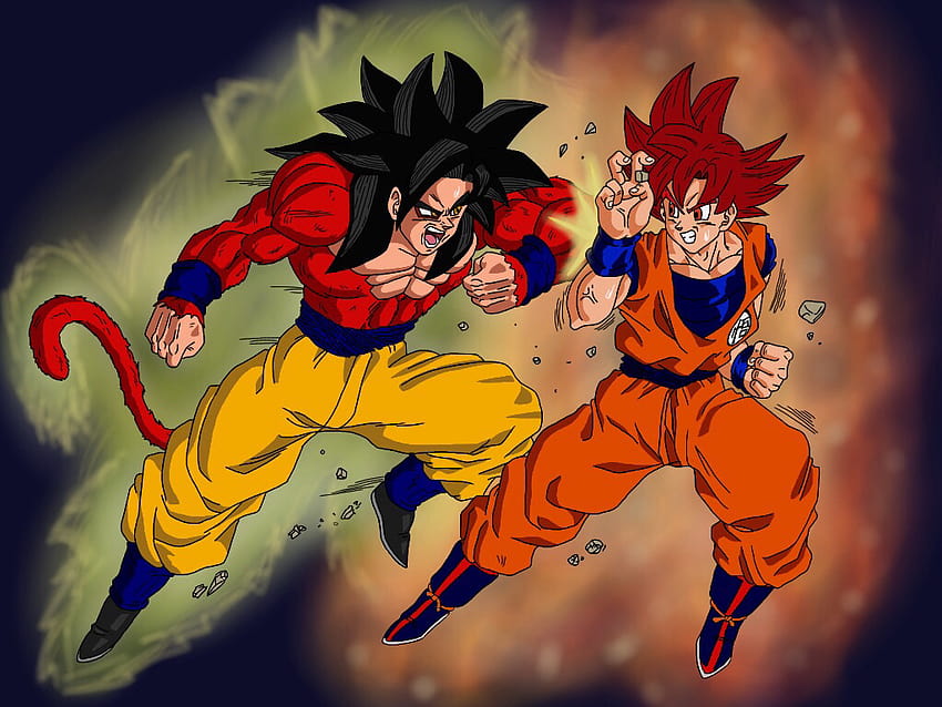 If Super Saiyan 4 was Canon, how powerful would the form be, goku super saiyan blue and gold mix black HD wallpaper