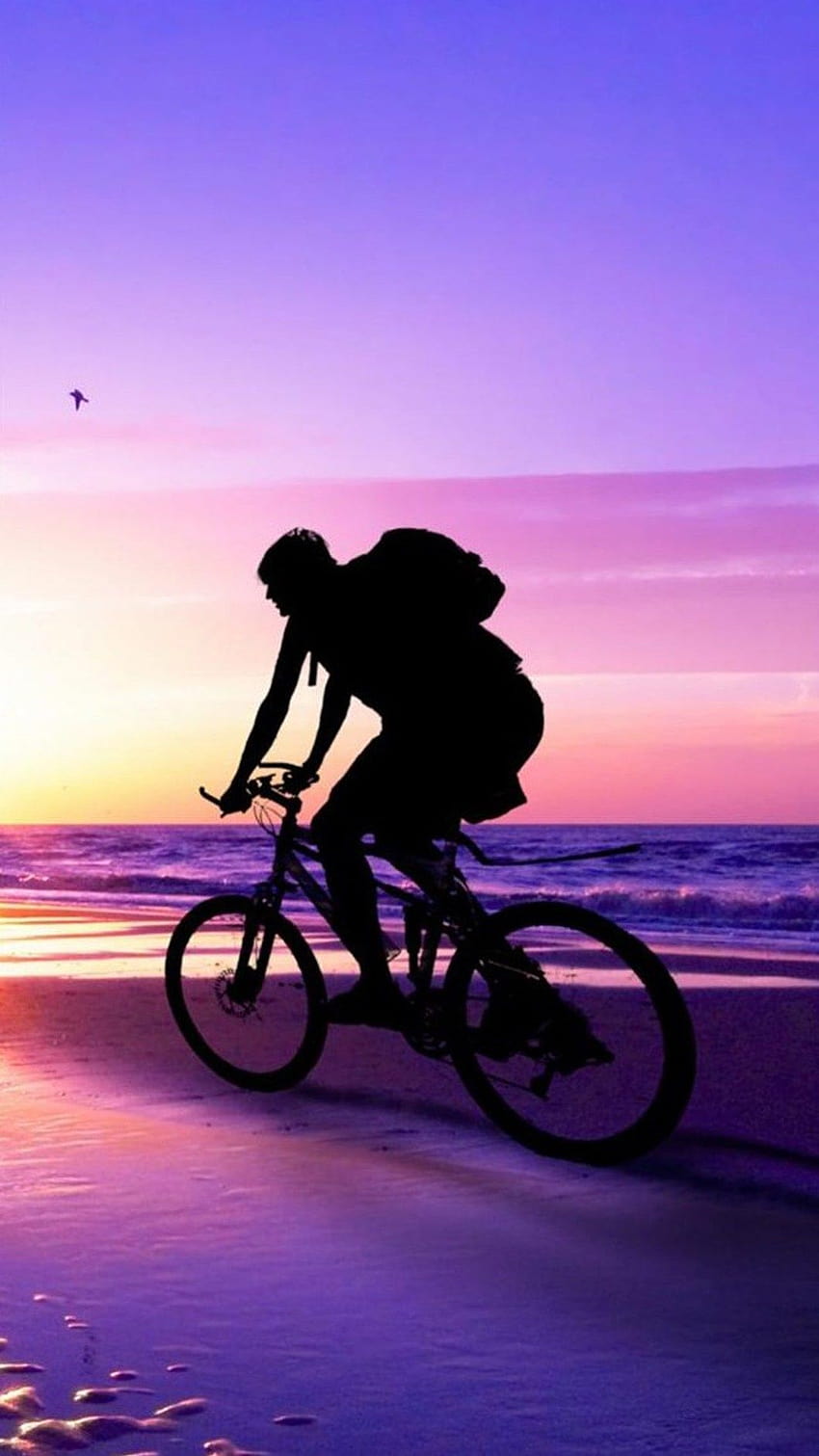 ชายหาดพระอาทิตย์ตกขี่จักรยาน iPhone 6 Plus ผู้ขับขี่จักรยาน iphone วอลล์เปเปอร์โทรศัพท์ HD