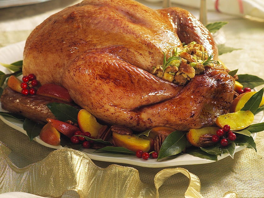 Roasted Christmas Turkey with Bread Stuffing Recipe HD wallpaper