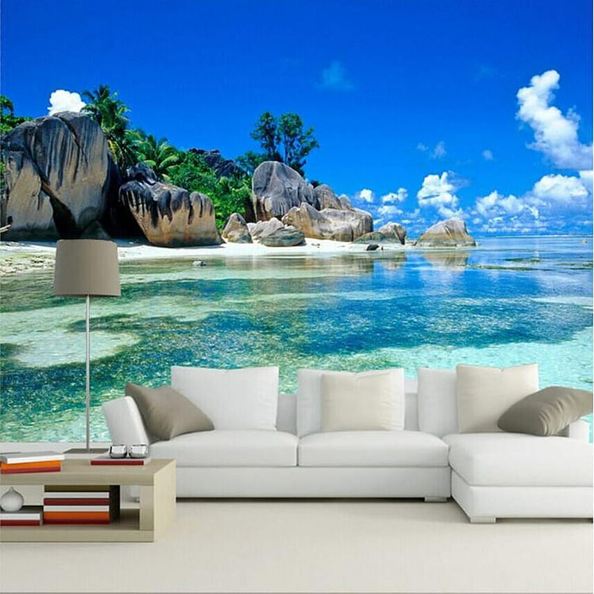 Custom 3D Mural Canvas Bedroom Livig Room TV Sofa Backdrop Wall paper Ocean Sea Beach 3D Home Decor HD phone wallpaper