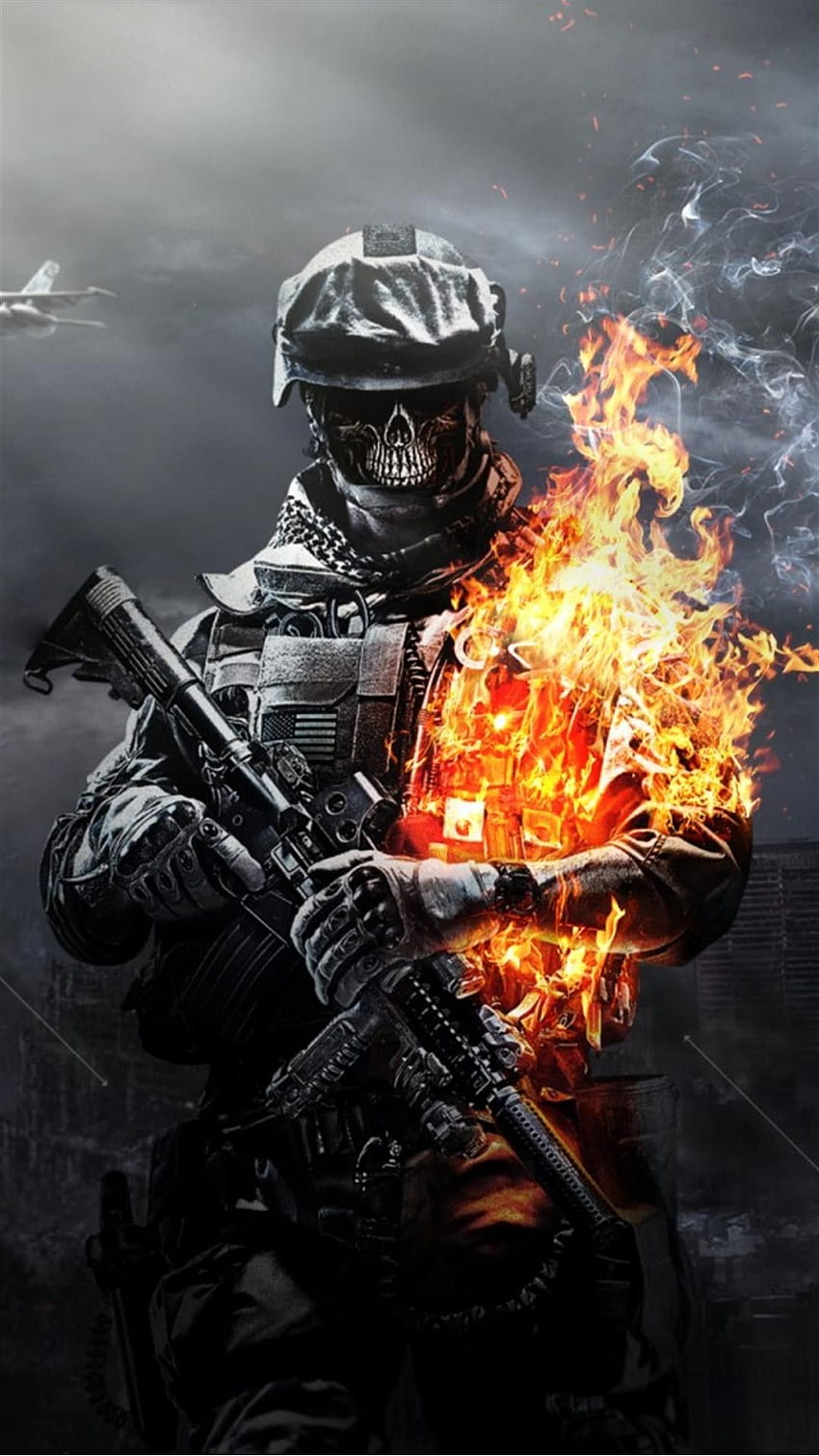 Battlefield 3 Skeleton Soldier Fire iPhone 6 Plus, игри android HD тапет за телефон