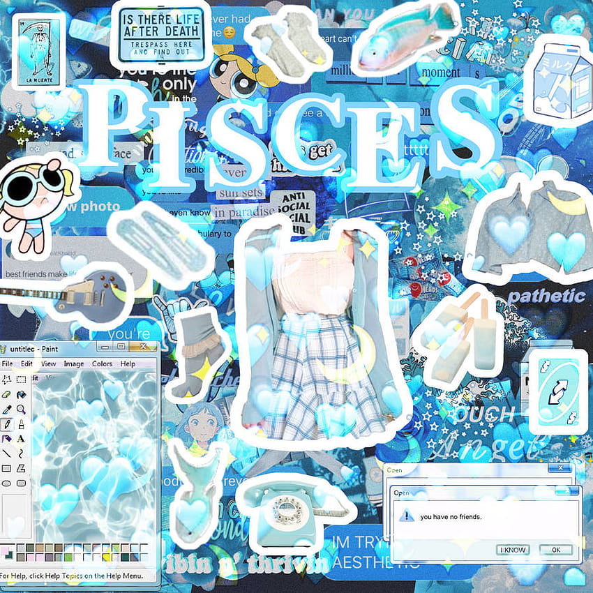 Blue Pisces Aesthetic Collage, aesthetic blue collage HD phone wallpaper