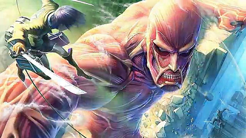 full color) Eren & Armin vs Colossal Titan, anime ps4 attack on titan fondo de pantalla