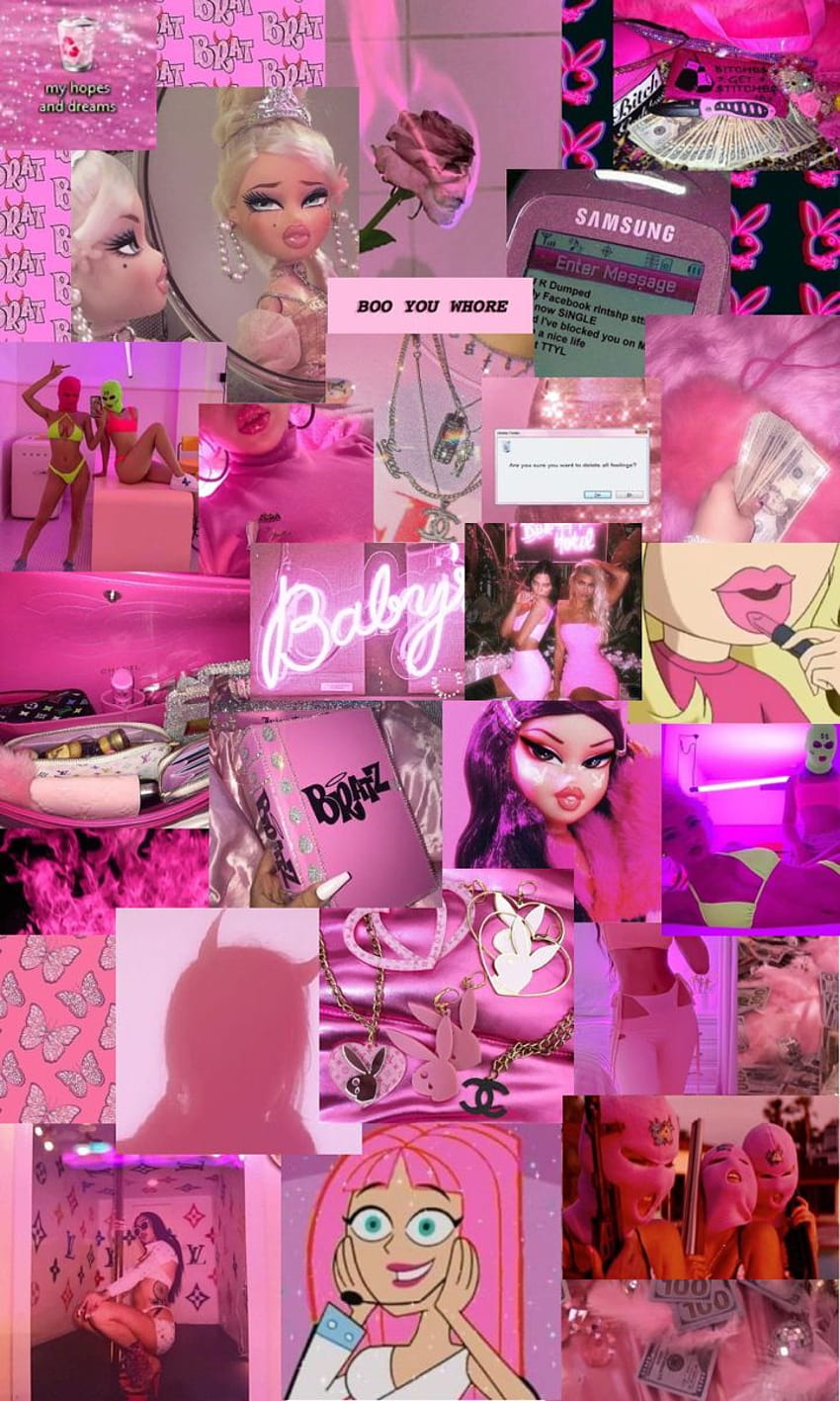 カスタム美的コラージュ カスタム美的コラージュ、barbiecore HD電話の壁紙