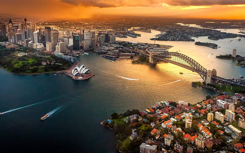 Vista aérea da cidade de Sydney, Austrália, fundo, Pwatgb papel de parede HD