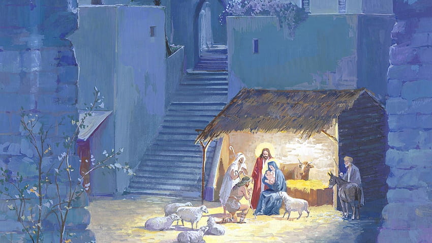 Nativity Scene Christmas on Dog, manger scene HD wallpaper