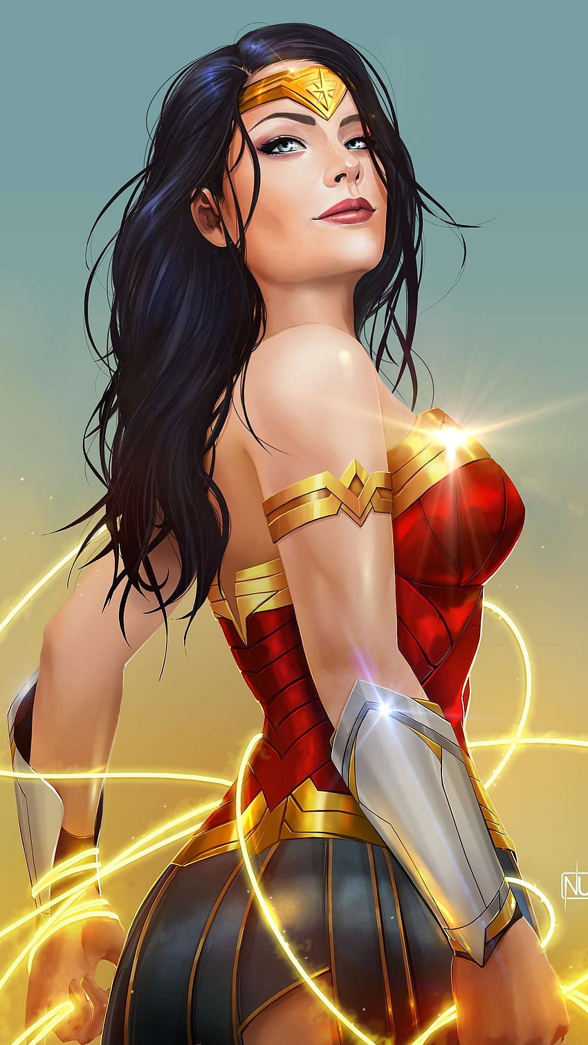 Dibujos animados animados de Wonder Woman, arte polivinílico de Wonder Woman fondo de pantalla del teléfono