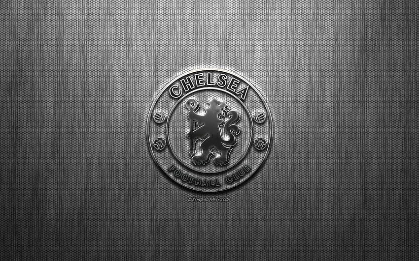 Chelsea FC, club de football anglais, logo en acier, emblème, fond gris métal, Londres, Angleterre, Premier League, football avec résolution 2560x1600. Haute qualité, chelsea fc foncé Fond d'écran HD