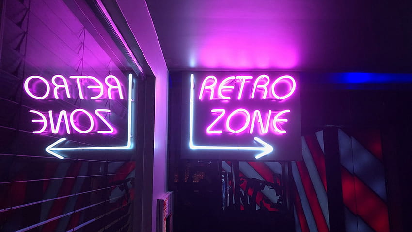 2560x1440 retro, zone, neon, arrow, sign, vintage neon HD wallpaper
