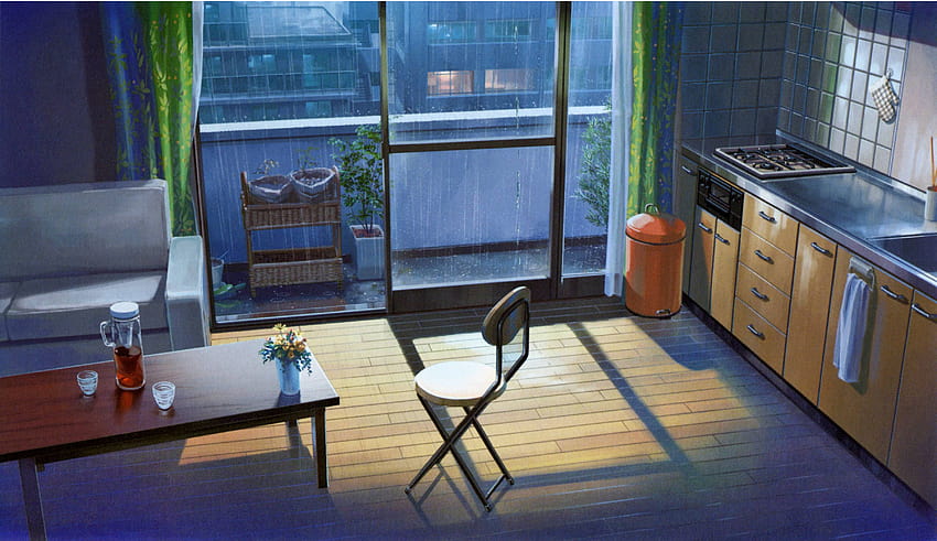 Habitación de apartamento, habitaciones de anime. fondo de pantalla