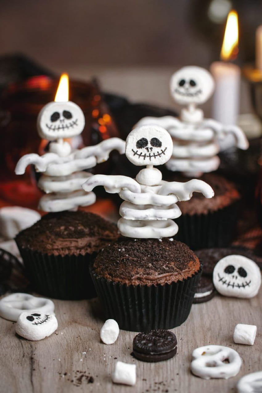 Halloween: Skeleton Cupcakes, cute halloween cupcakes HD phone wallpaper