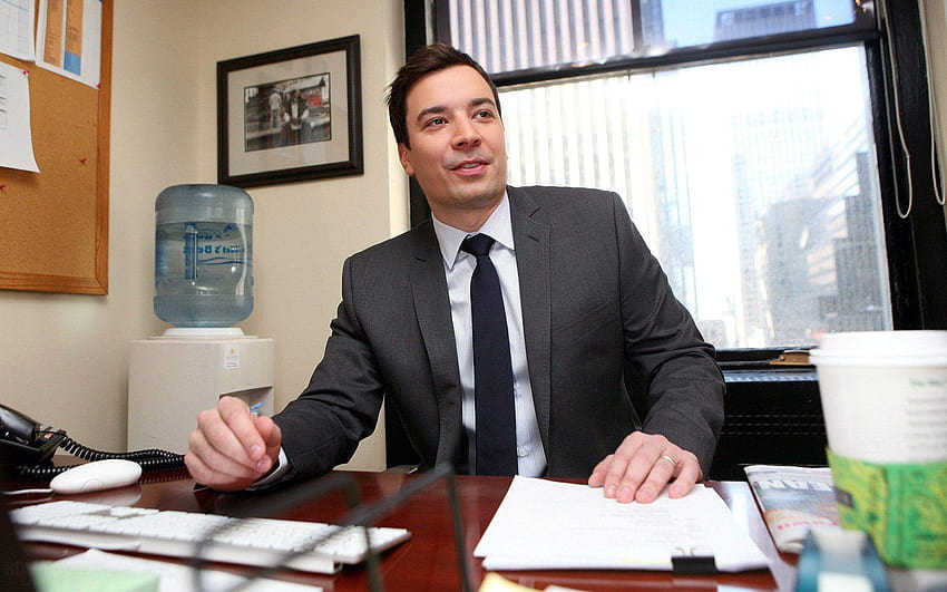 Jimmy Fallon Working at his Office HD wallpaper