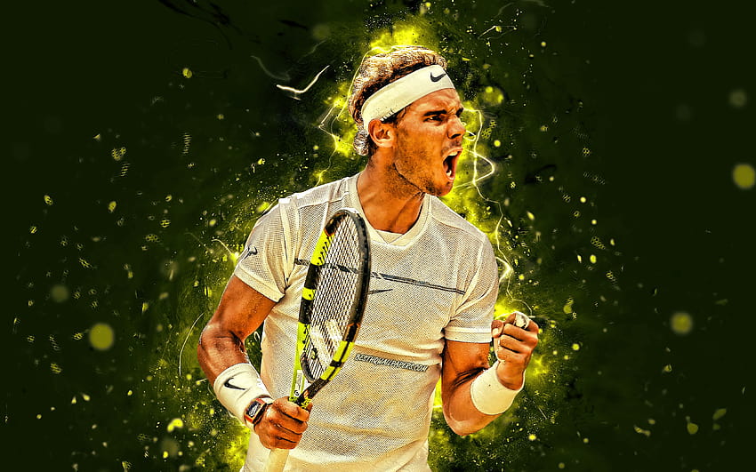 Rafael Nadal, joueurs de tennis espagnols, ATP, néons, tennis, Rafael Nadal Parera, fan art, Rafael Nadal avec résolution 3840x2400. Haute qualité Fond d'écran HD