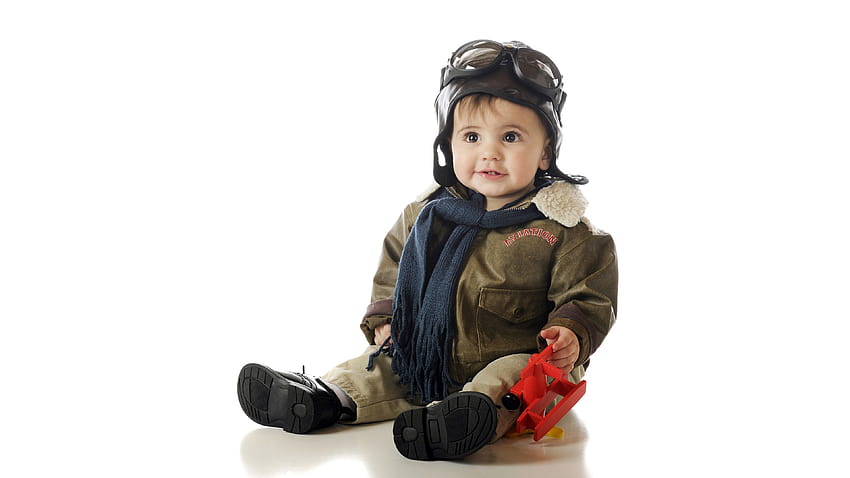 Cute baby boy, Pilot, Outfit, Toy plane, Cute, toy boy HD wallpaper
