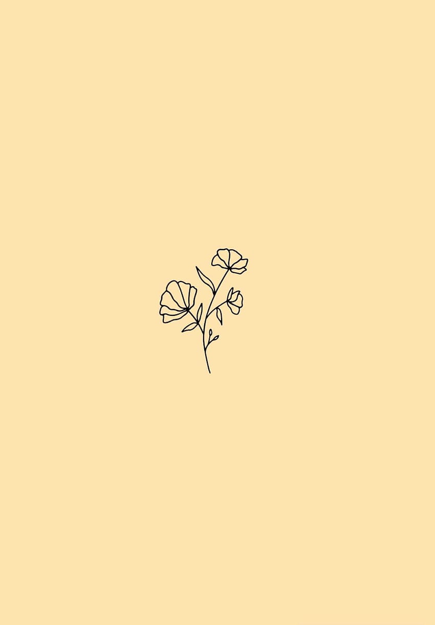 minimalist flower ; pastel yellow backgrounds, minimalist aesthetic HD phone wallpaper
