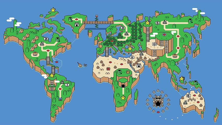 Super Mario World Map U, mappa del Sfondo HD