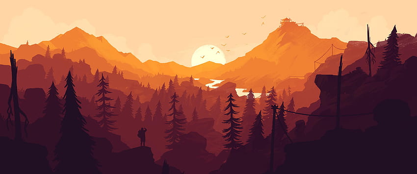 Mountain Sunset [3440 × 1440] :, watchtower sunset HD wallpaper