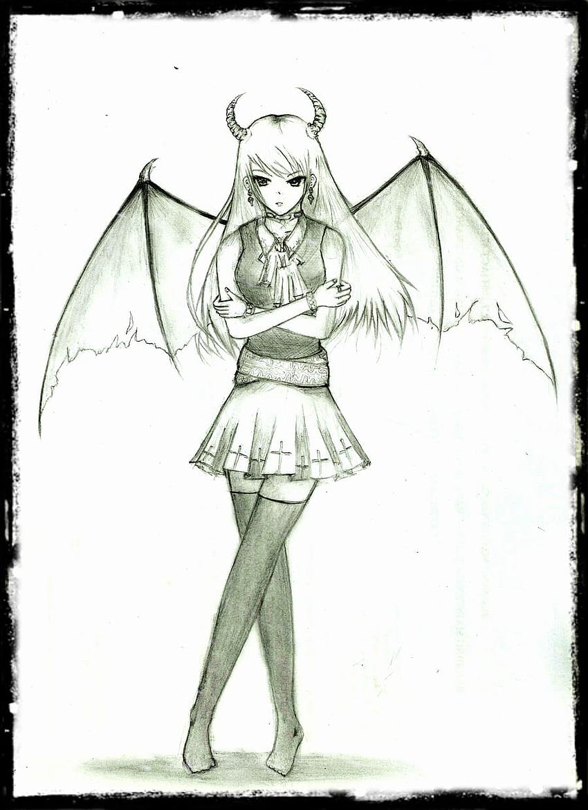 Drawing Of Anime Demon Girl HD phone wallpaper  Pxfuel