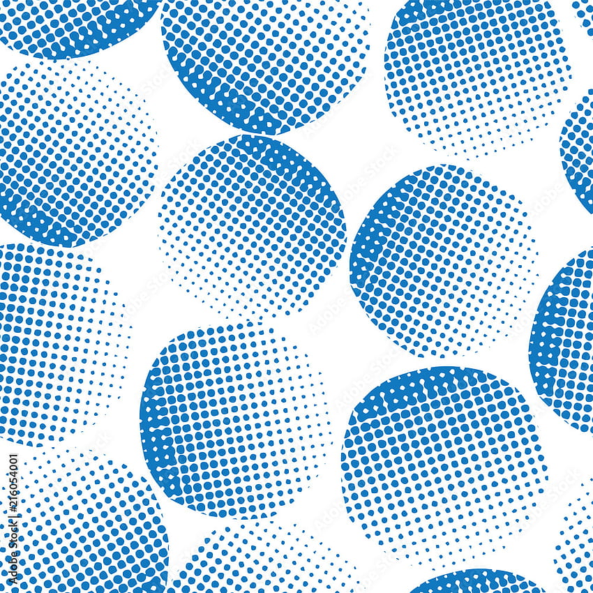 Безшевни векторни фонове със сини текстурирани кръгове. Сини точки на бял фон. Абстрактен геометричен фон. Модел на пунктирани кръгове. За опаковане, уеб фонове, тъкани, опаковки Стоков вектор HD тапет за телефон
