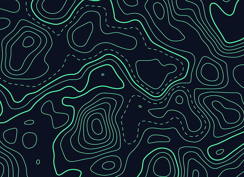 ciemne tła z zieloną topograficzną mapą konturową, topografia Tapeta HD
