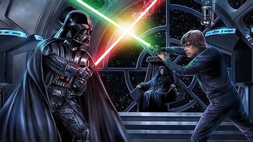 Darth Vader vs Luke Silhouette, star wars return of the jedi luke skywalker vs darth vader HD wallpaper