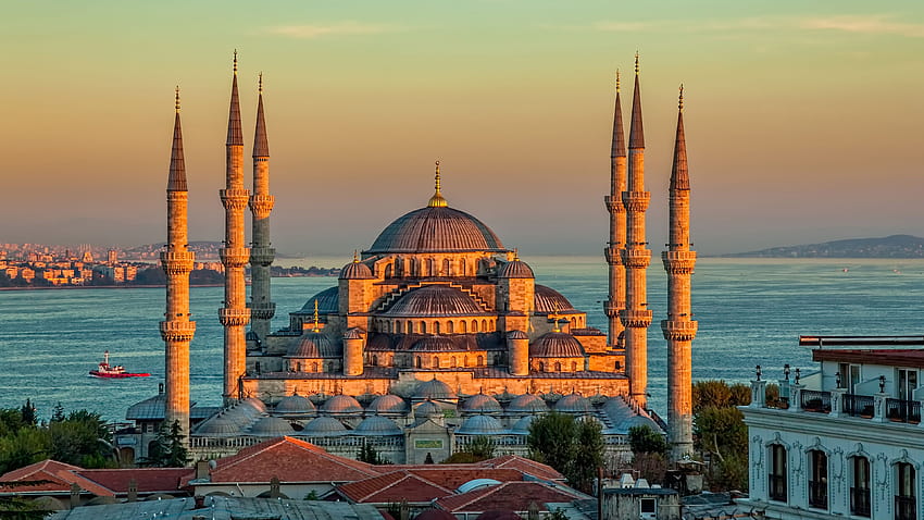 Mesquita do Sultão Ahmed de Istambul Mesquita Turquia Telhado 3840x2160, mesquita azul papel de parede HD