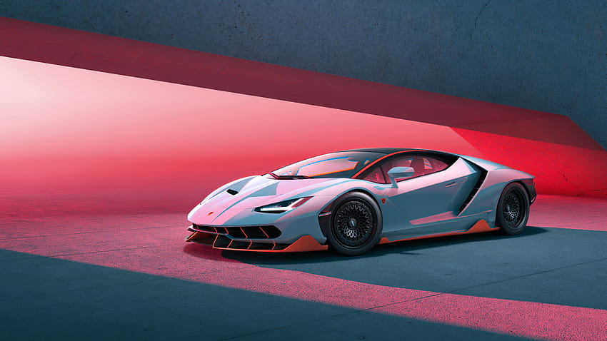 Rosa-weißer Lamborghini HD-Hintergrundbild