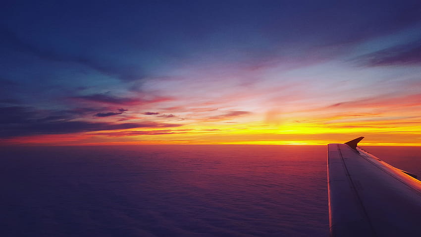 Airplane Dawn Dusk Flight Sunrise Sky, Planes, Backgrounds, and, morning sky HD wallpaper