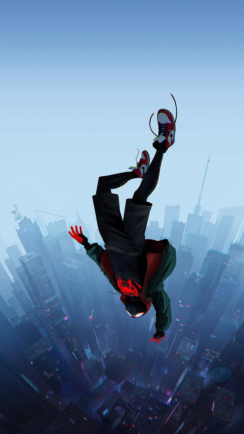 Miles Morales Spider Man Into The Spider Verse Phone, verso de araña estético de anime fondo de pantalla del teléfono