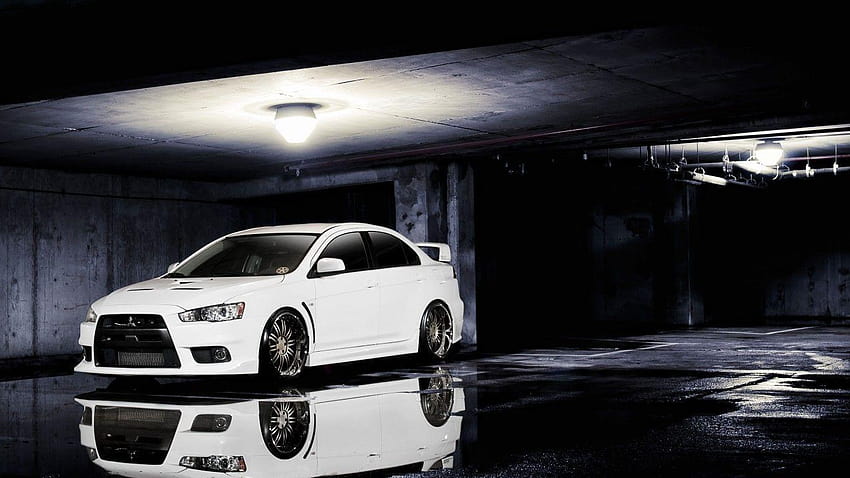 Mitsubishi, Lancer, Evolution, White, Parking lot, mitsubishi lancer evolution x HD wallpaper