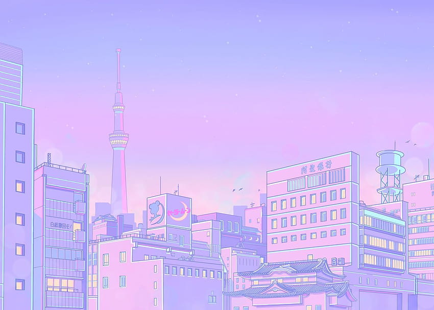 セーラーシティのポスター by Elora Pautrat, Purple Anime City 高画質の壁紙