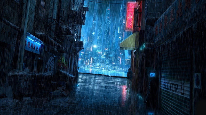 Download Ultrawide Cyberpunk Night City In The Rain Wallpaper