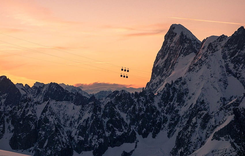 snow, mountains, France, Alps, cable car, Mont Blanc , section пейзажи, mont blanc alps HD wallpaper