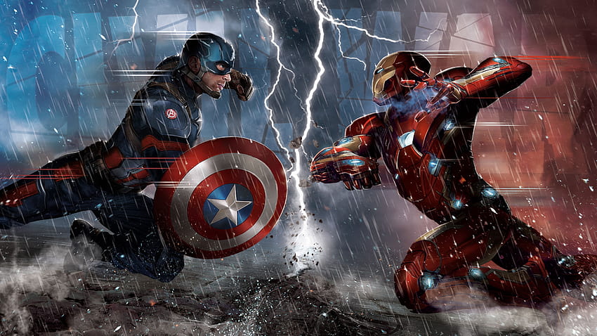 Kapitan Ameryka kontra Iron Man, żelazny człowieku Tapeta HD