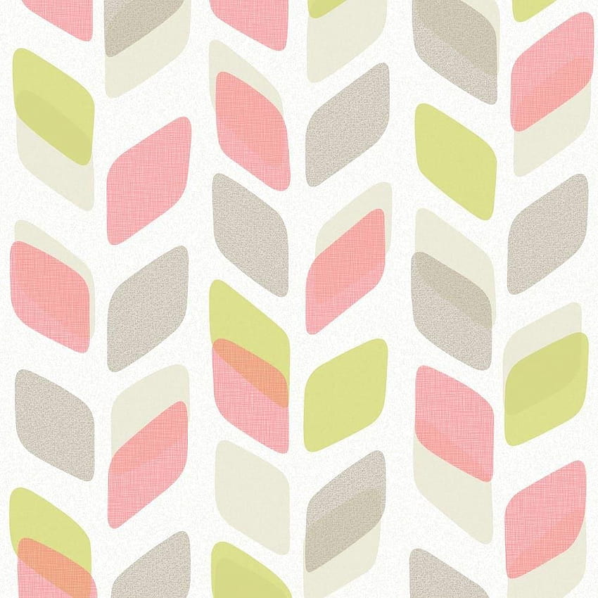 Pink Green Grey White Geometric Leaf Retro Vinyl Paste, green and white geometric HD phone wallpaper