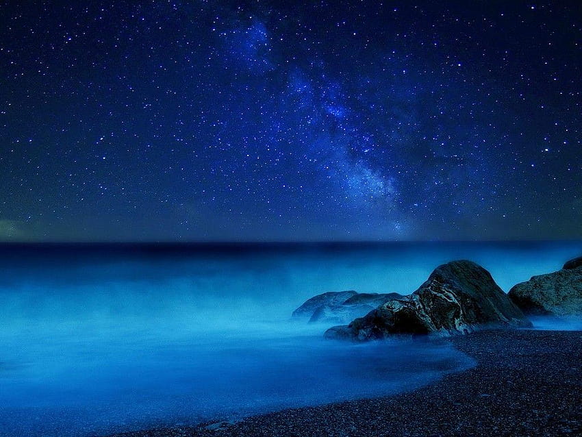 Cielo: Noche Estrellas Niebla Mar Cielo para 16:9 Alto, noche mar fondo de pantalla