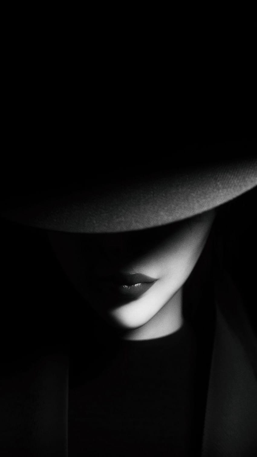 800x1420 girl, hat, bw, dark, shadows iphone se/5s/5c/5 for parallax backgrounds, girl with hat HD phone wallpaper