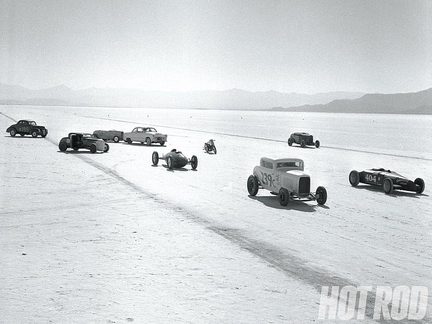 Старинни състезателни автомобили Salt Flat, солени площи Боневил HD тапет