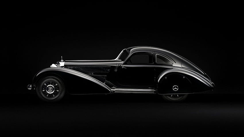 Черно-бял ретро автомобил, естетичен автомобил от старата школа HD тапет