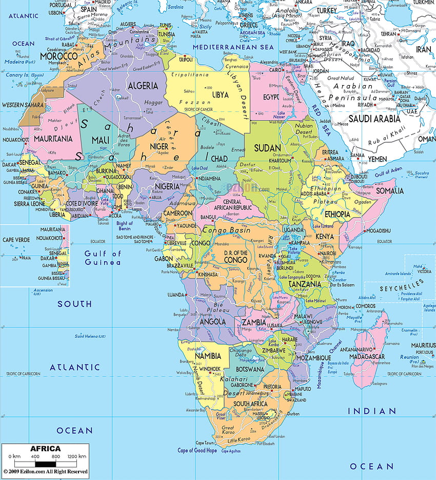 5 Africa Map, physical map HD phone wallpaper