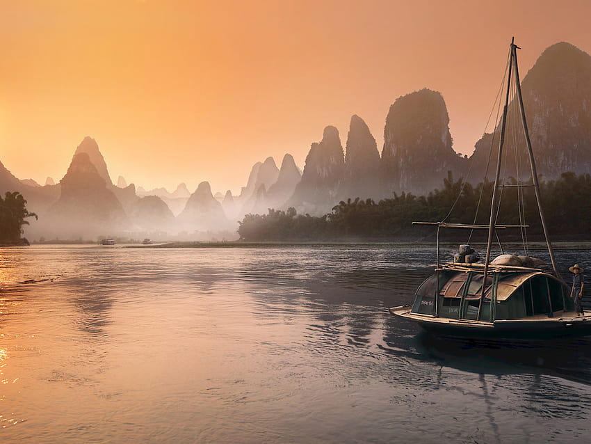 Lijiang River In The South Of The Village Xingping Near The Guilin In China For PC Tablet And Mobile 3840x2160 : 13 HD wallpaper