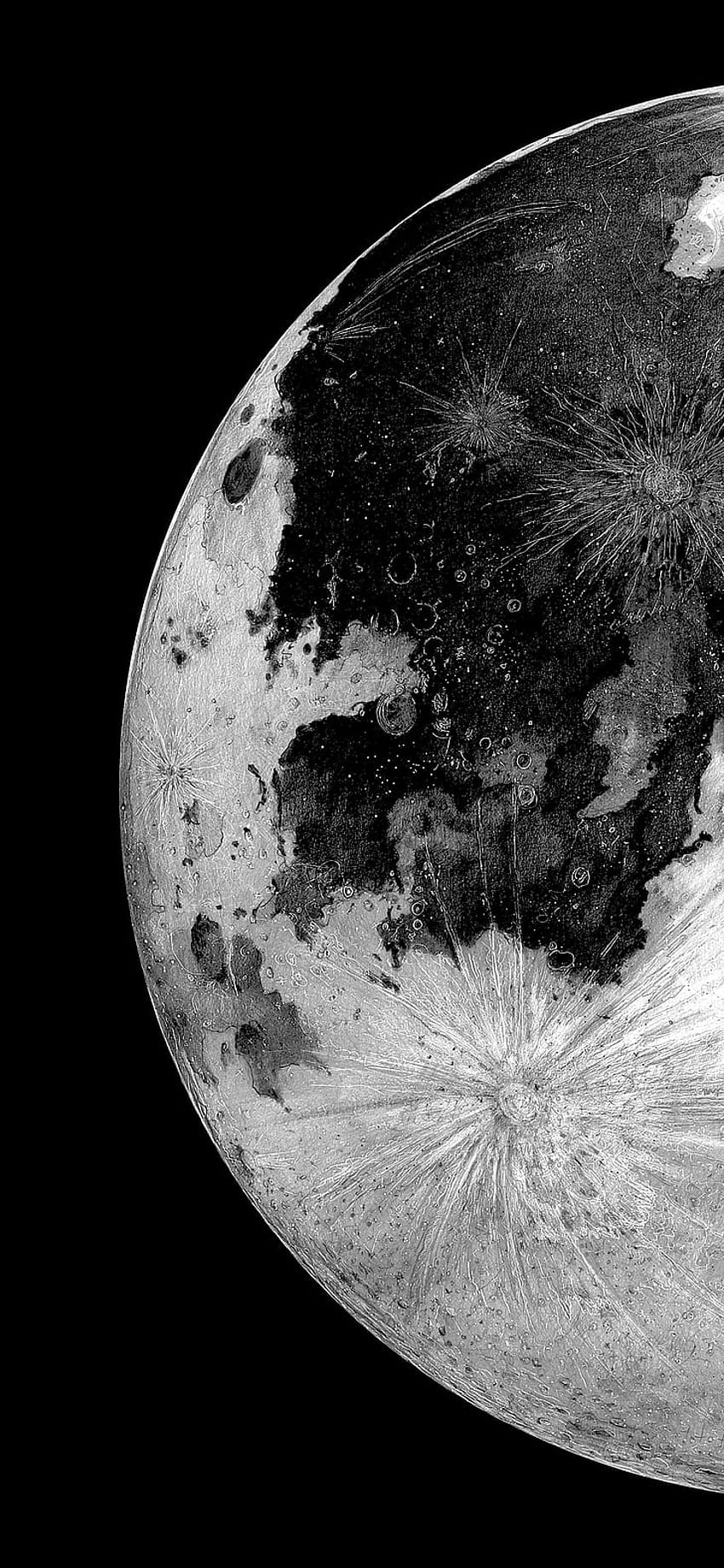 Ay gezegeni amoled koyu monokrom, karanlık ay estetiği HD telefon duvar kağıdı