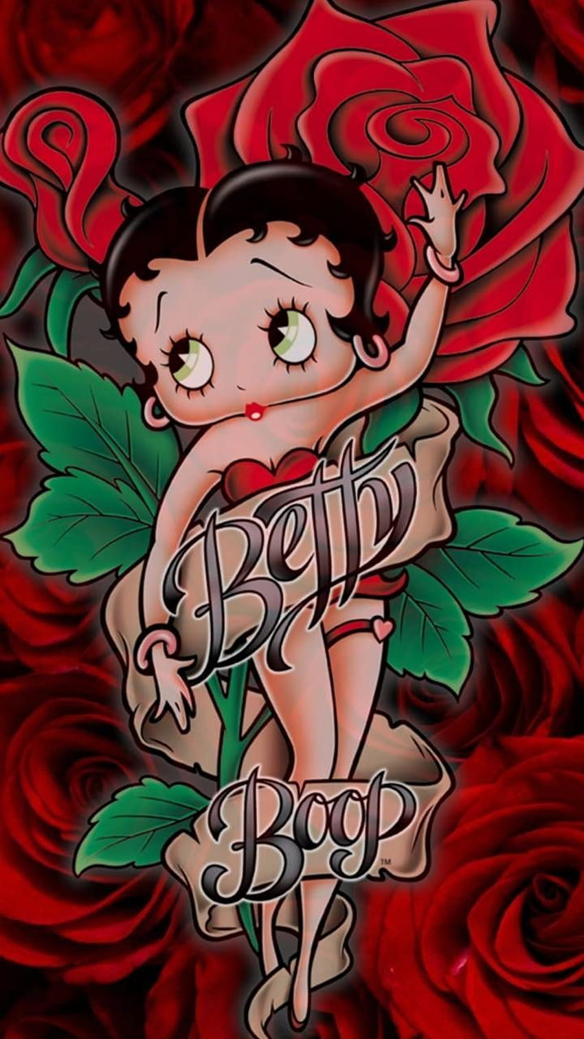 Betty Boop Czerwona róża autorstwa Glendalizz69 Tapeta na telefon HD
