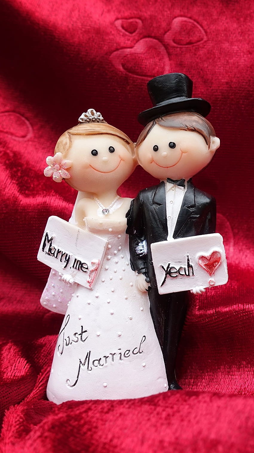 新郎 新婦 結婚 人形 英語 帽子 1080x1920, wedding mobile HD電話の壁紙